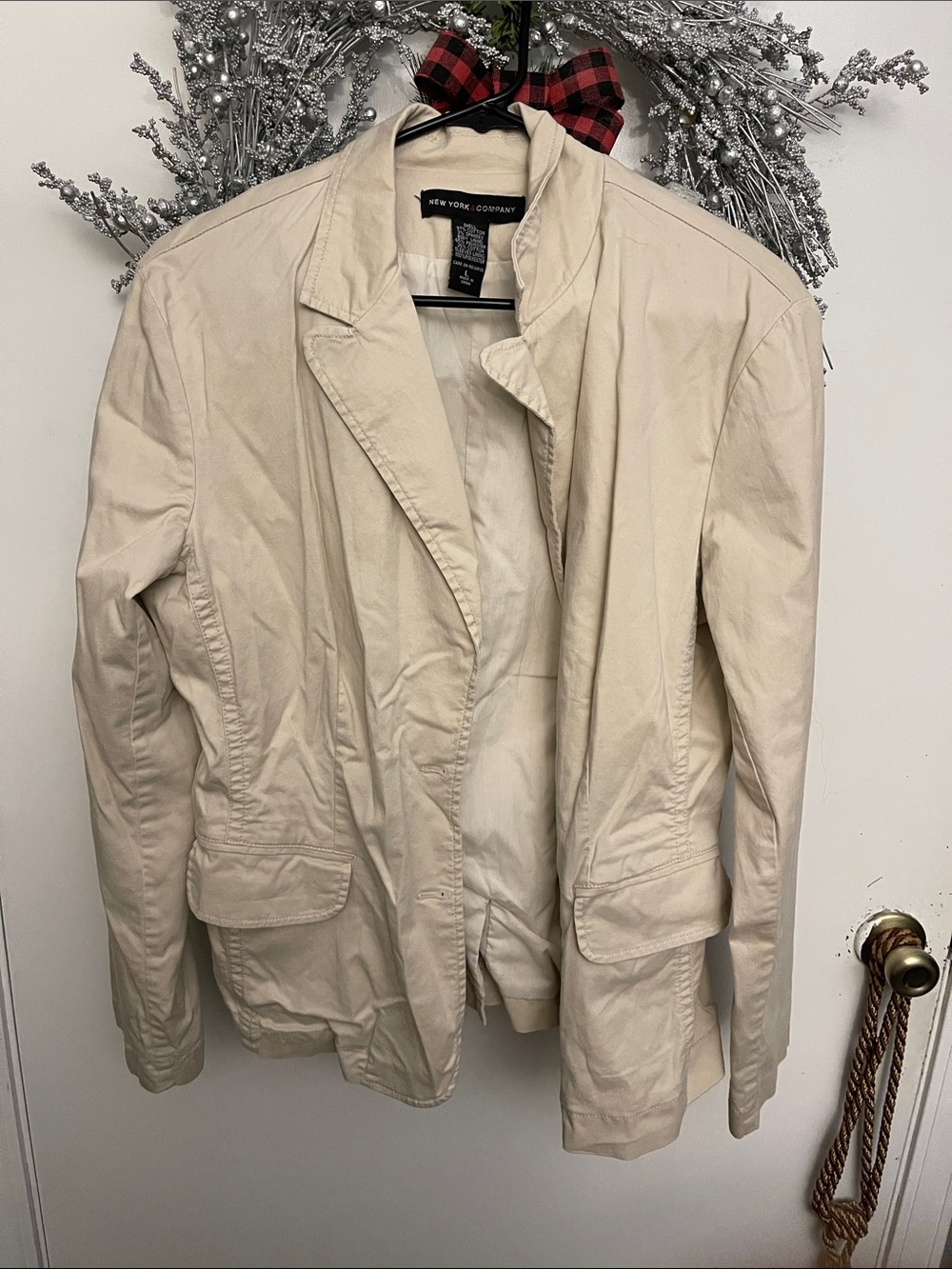 New York & Company Light Cream Tailored Blazer